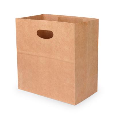 China Brown Shopping Takeout Die Cut Paper Bags Handle Wrapping Paper Bakery Food Grocery Shoes Gifts Clothes Biodegradable Strong Biodegradable Wine for sale