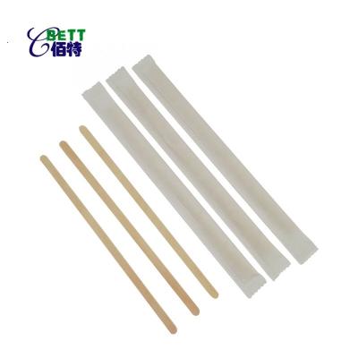 China Eco-Friend 140mm 178mm Biodegradable Disposable Wooden Coffee Stirrer 190mm With Individual Wrap for sale