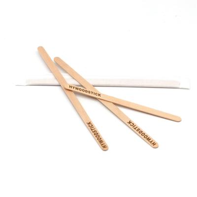 China Biodegradable Disposable Wooden Coffee Stirrer 190mm 140mm 178mm With Individual Wrap for sale