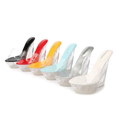 China New Product Multicolor Transparent Crysta Special Shaped Wedges Platform High Heel Sandals And Slippers Anti-slippery Shoes Heeled Sandals for sale