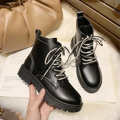 China Good quality fashion waterproof trend lace up outdoor combat boots woman platform high heel military ankle boots for sale