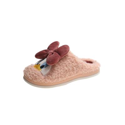 China CUSHIONING Best Selling Women Furry Faux Rabbit Fur Slippers Soft Cross Plush Warm Fluffy Donald Duck Pattern Foot Warmer Slippers for sale