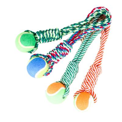 China Wholesale Eco Friendly Popular High Quality Cotton Rope Tennis Dog Rope Dog Toy 4 Colors Viable New Design for sale