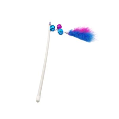 China Temptress Eco-Friendly Viable Cat Toy Play Wand Crazy Stick with Colorful Feather and Bell for sale