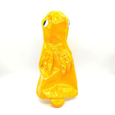 China Durable Cute Yellow Duck Waterproof PU Pet Clothes Hooded Raincoat Jacket Dog Rain Coat for sale