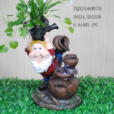 China Garden Landscape Dwarf Polyresin Water Fountain Pot Design , Red And Brown Color for sale