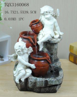 China Angel Hand Painting Polyresin Water Fountain Landscape Electricity Power for sale