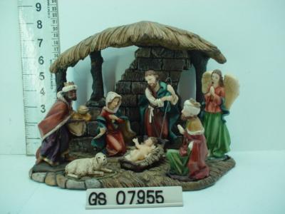 China Wood House Polyresin Religious Figurines Handmade For Nativity Set for sale