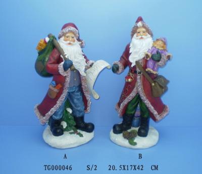 China Red Christmas Polyresin Figurine Santa Claus Statues 20.5 X 17 X 42 Cm for sale