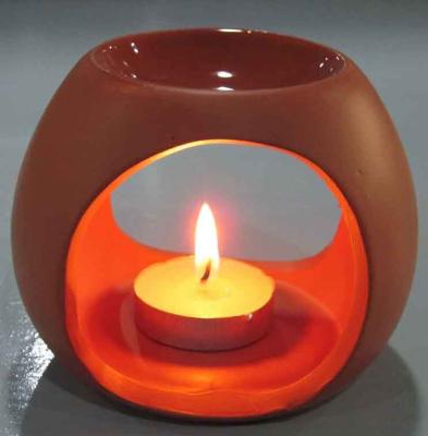 China Tealight Room Fragrance Ceramic Oil Burner Tart Warmer Red Color For Gifts for sale