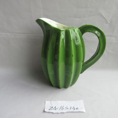 China Cactus Painted Household Ceramics , Ceramic Water Kettle Pot With Handle for sale