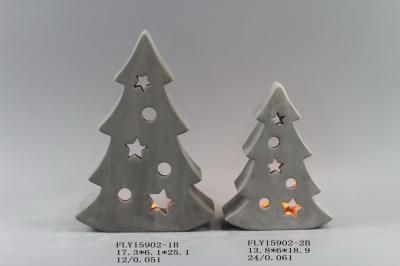 China Small Lighted  Ceramic Christmas Trees Ornaments Decorations With Star Shaped for sale