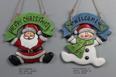 China Ceramic Christmas Snowman Pendant Gift With Merry Christmas And Welcome Wording for sale