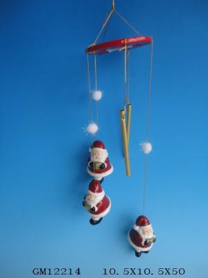 China Indoor Xmas Decorations Ceramic Wind Chimes With Metal Bell And Tube 10.5 X 10.5 X 50 Cm for sale