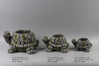 China Turtle Shape Cement Flower Planter Garden Pot Bark Design 26 X 22.5 X 13.3 Cm for sale