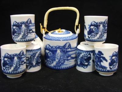 China Blue And White Fine Porcelain Tea Sets 6 Pieces Tea Cups For Christmas Gifts for sale