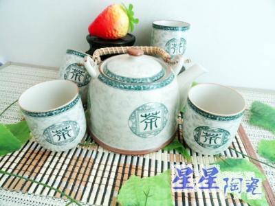 China Personalized Porcelain Teapot Set  For Adults With Chinese Traditional Happy Words for sale