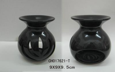 China Suporte cerâmico preto de brilho do derretimento da vela do projeto do vaso do queimador de óleo para a decoração home à venda