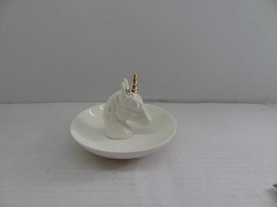 China Horse Head Porcelain Jewelry Holder Plate Electroplated Finish For Ring And Necklace for sale