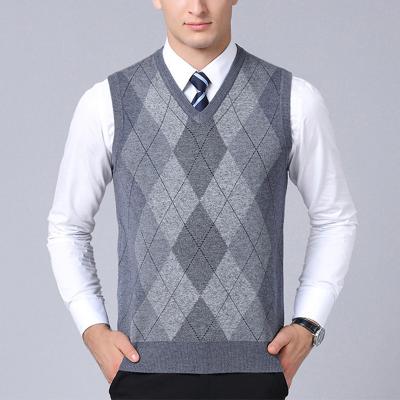 China Cashmere Knitted Sleeveless Anti-pilling Mens Vest Breathable Gray Men Sweater Vest for sale