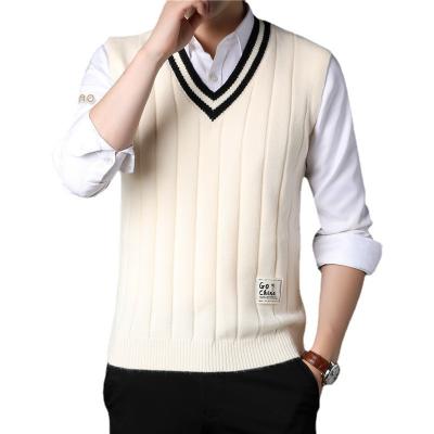 China Anti-pilling Customize V-Neck Mens Sleeveless Plain Knitted Sweaters Pullover Vest for sale