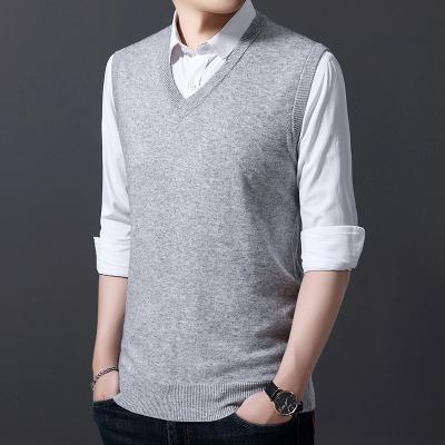 China Factory Custom Solid Anti-pilling V-Neck Cotton Knit Vest Man Mens Sleeveless Sweater for sale