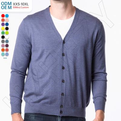 China Anti-wrinkle high quality men's cardigan lightweight sweater straight V neckline knitted cardigans for sale