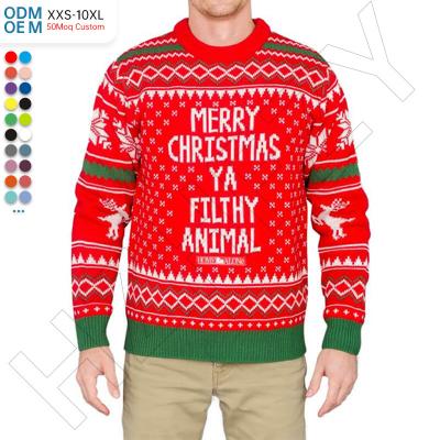 China Anti-Wrinkle Manufacturer Custom Male Knitwear Pullover Sweaters Jacquard Knit Mens Ugly Christmas Sweater Party Pullovers for sale