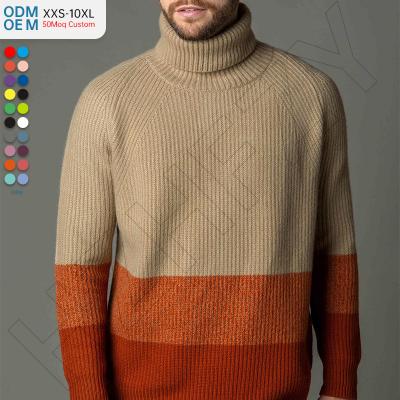 China Factory Fashion Custom Made Men's Turtle Neck Slim Fit Ribbed Casual Stripe Knitted Sweaters Anti-wrinkle fall outfits for sale