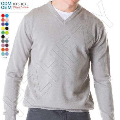 China Custom Anti-Wrinkle Mens Cashmere Wool Blend Relaxed Casual Daily V-Neck Amenities Sweater Fit Basic Pullover Tops for sale