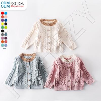 China 2022 Anti-Shrink Popular Toddler Baby Twist Knitted Spring Straight Soft Autumn Sweater Cardigan Kids Gear Top Warm Coat for sale