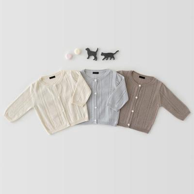 China Anti-Shrink Babies Knitted Cute Crewneck Cardigan Sweater Solid Knit Crochet Button Closure Cardigan Tops Coat Outwear For Toddler for sale