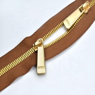 China 5#New Viable High Quality Double Dot Teeth Metal Zipper Long Chain For Bags Clothes Accessories And Luggage for sale