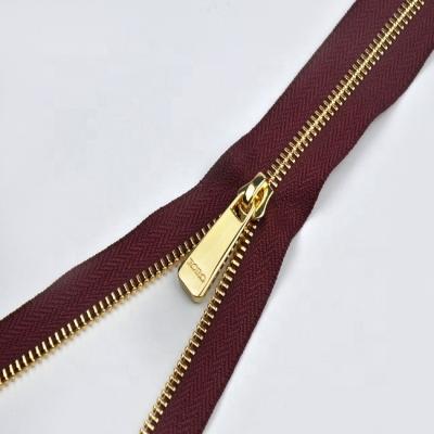 China New High Quality Long #Gold Metal Zipper Chain Viable For Bags Clothes Accessories And Luggage for sale