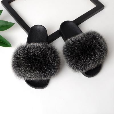 China CUSHIONING New Hot Sale Women's Fur Slippers Smudge Fur Slippers Real Fox Fur Slippers for sale