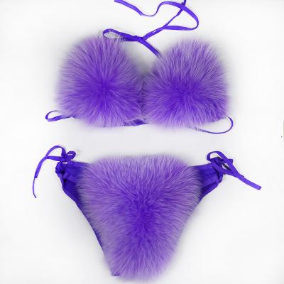 China Antibacterial Fur Underwear For Women Fur Underwear Fur Bra for sale