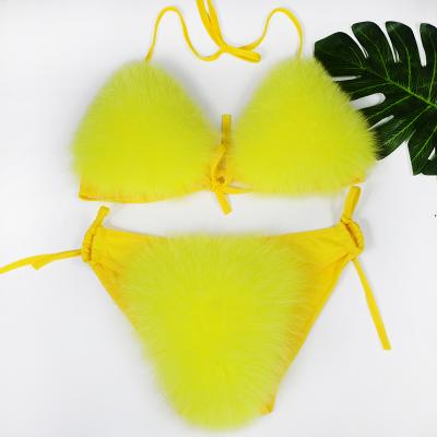 China Antibacterial fur underwear for women long dresses dress underwear fur fur bra for sale