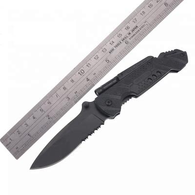 China Partically Thumb Knob Serrated Blade Pocket Knife Handle Folding Knife EDC Comfortable Rubber Outdoor Knife for sale