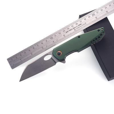 China Thumb Knob Stainless Steel Stonewash Folding Knife Wolf Design Handle Survival Knife Coating Lock Pocket Knife for sale