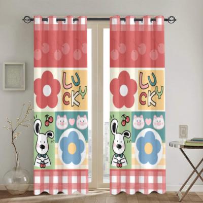 China 100% European Luxury Open Style Polyester Blackout Curtains Blackout Hotel Bedroom Decorative Curtains Cartoon Pattern Custom Made for sale