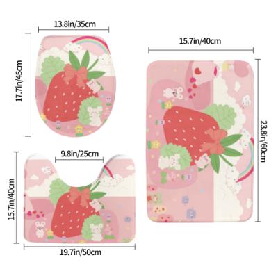 China Washable Modern Non-slip Hotel Floor Mat Cute Bathroom Carpet Three-Piece Toilet Mat for sale