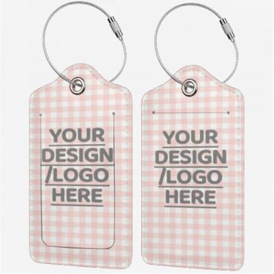 China Custom Simple Logo Bag Name Tag High Quality Stainless Steel Ring Leather Luggage Tag Travel for sale