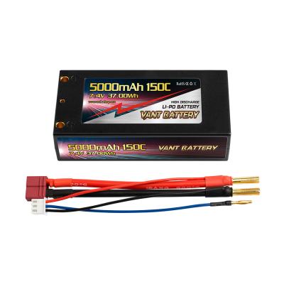 China Factory OEM/Wholesales Small 5000mAh 2S1P 7.4V 150C Lithium Cobalt Oxide Hardcase Lipo Battery For RC Car for sale