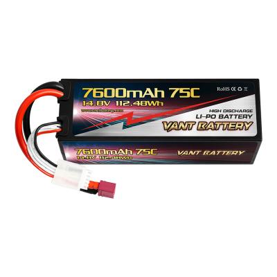 China Hard Size Quality Vant RC Lipo Battery 4S 7600mAh 75C 14.8V Case with Deans Connector for RC Car Boat Truck Helicopter Airplane for sale