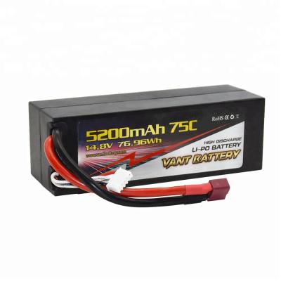 China 14.8V 7600mAh 4S Cell 75C-150C HardCase LiPo Battery Pack With 8AWG Wire Discharge Leads (No Plug) 138mmx 47mmx 48mm for sale