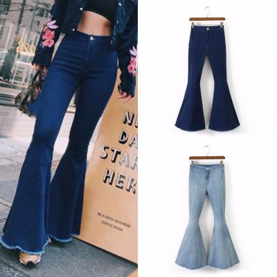 China Hot Selling Breathable Women Denim Pants Slim Sexy High Waist Stretch Bell Bottom Boot Cut Out Jeans Trousers for sale