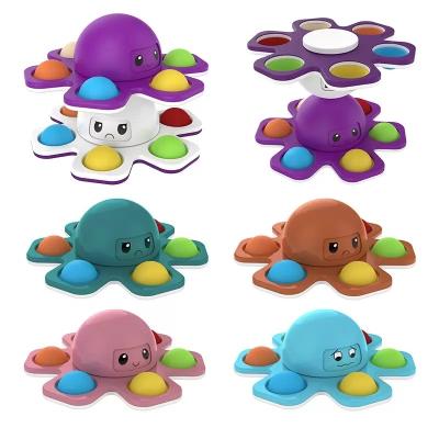 China Eliminate Sensory Gyro Flip Face Change Octopus Fidget Toy Spinning Top Stress Relief Toys Decompression Bubble Finger Spinner for sale