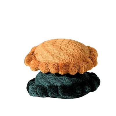 China PORTABLE / Decorative Pillow Fashion Round Cushion Cushion Handmade Knitted Seat With Tassel Ball Mat Pad Office Chair Sofa for sale