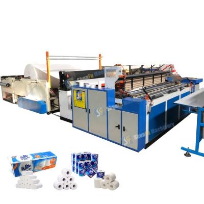 China Factory Bathroom Coreless / Small Roll Hollow Toilet Paper Tissue Paper Rewinding Making Machine for sale