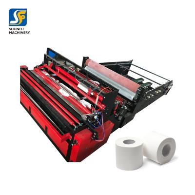 China Converting Industry Paper Used Manual Toilet Paper Tissue Paper Rewinding Converting Machine With Sealing Machine for sale